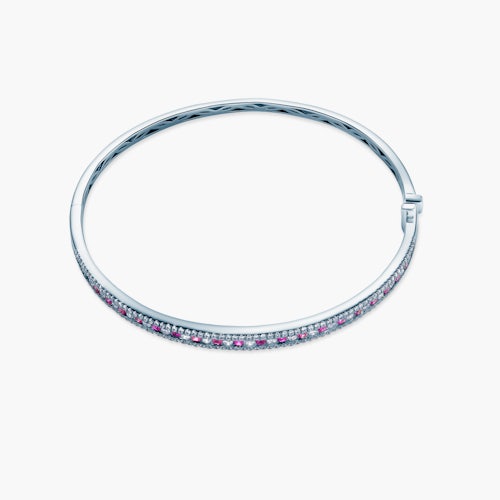 Bransoletka SAVICKI: białe złoto, różowe szafiry, diamenty